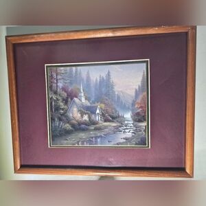 Framed Thomas Kinkade Landscape Art with Wooden Frame